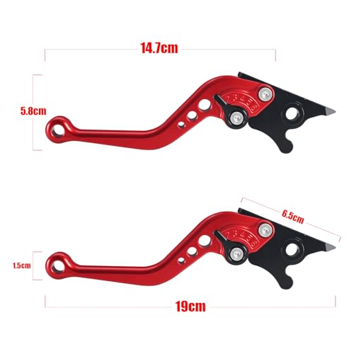CNC Motorcycle Adjustable Brake Clutch Levers Short Compatible with Yamaha YZF-R7 R7 2021 2022 2023 2024 Adjustable Handlebars Brake and Clutch Levers Set (Red) - size: R7 Red