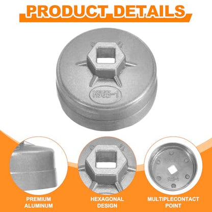 HARFINGTON 2pcs Oil Filter Cap 14 Flute 81.5x45.5x74mm (WxHxID) 1/2" Square - size: 14 Flute 81.5 x 45.5 x 74mm