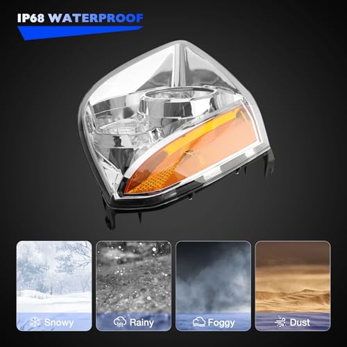 Headlights w/Bulb Compatible with 2007-2014 GMC Yukon & Yukon XL 1500/2500 SLE SLT Base Hybrid, Replaces 15861025 15861026 Front Headlamp Assembly Halogen 2 PCS - size: 07-14 Yukon Amber