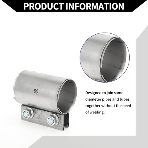 Exhaust Pipe Clamp/Exhaust Muffler Tube Joint for Car Truck/Durable Stainless Steel 1.97" 87mm / 1 Pc Silver Tone - size: 1.97''