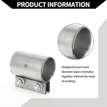 Exhaust Pipe Clamp/Exhaust Muffler Tube Joint for Car Truck/Durable Stainless Steel 1.97" 87mm / 1 Pc Silver Tone - size: 1.97''