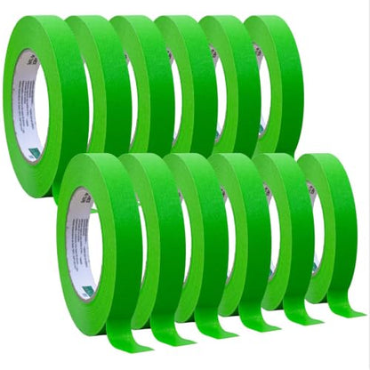 LAUCO DINOGREN Masking Green Tape 3/4 Inch x 60 Yards, 12 Rolls, Green High Performance Painters Tape, Heat and Water Resistant Tape for Car Painting and Auto Body Refinishing 7765 - size: 0.75in-12rolls