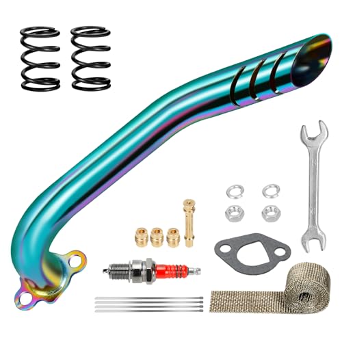 Mini Bike Exhaust Pipe Header Kit Compatible with Predator 212cc 224cc 196cc Non Hemi Coleman CT200U CT200U-EX B200R BT200X KT196 Go Kart Baja MB200 Axis M200 GX160 GX200 Clone Engine Parts - color: A-Colorful