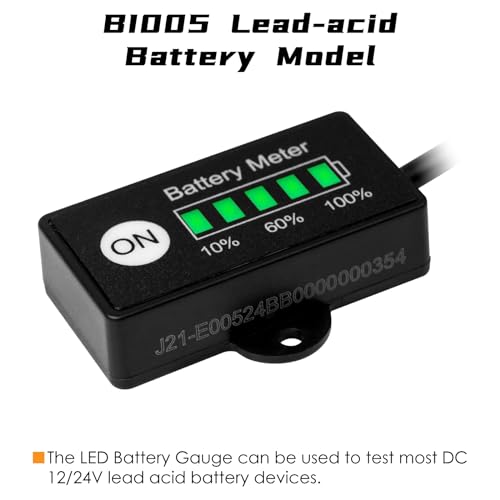 Jayron Mini LED Battery Indicator DC 12V to 24V Fuel Gauge for Golf Carts, Forklifts & Equipment - size: Lead acid battery