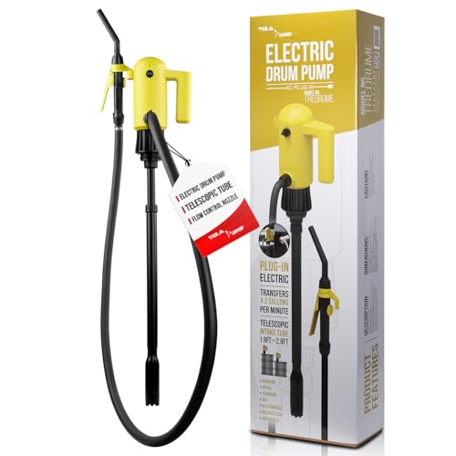 TERA PUMP 55 Gallon Drum Liquid Transfer Pump, Plug In Electric Compatible - color: Yellow-black