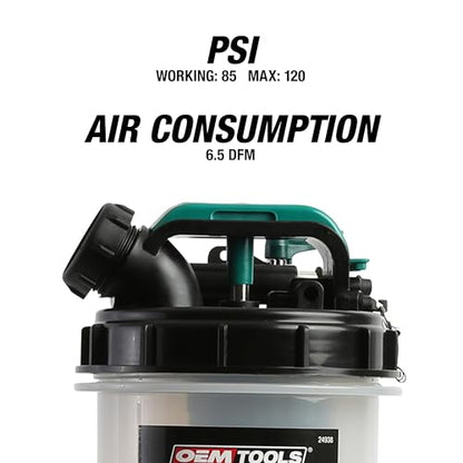 OEMTOOLS 24938 Pneumatic/Manual Fluid Extractor, 9.5L Oil Extractor Pump - size: 9.5 Liter
