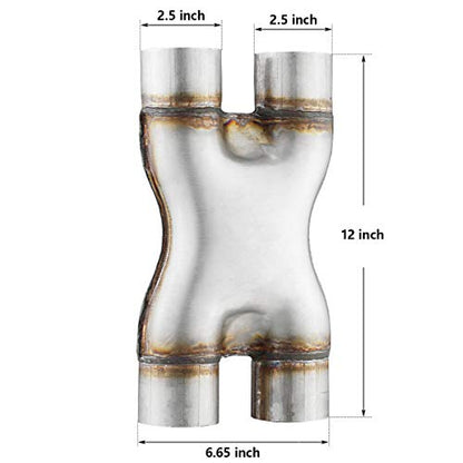 Exhaust X Pipe 2.5" Inlet, A-KARCK 2.5" Outlet 12" Long Stainless Steel X Pipe for Smoother Exhaust - color: X Pipe, size: 2.5inch 12"Long