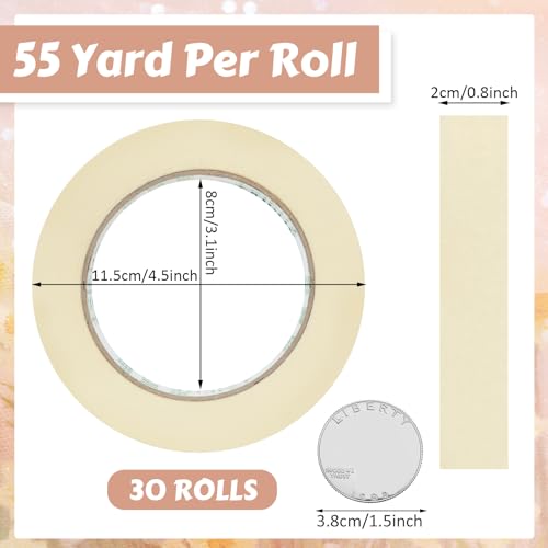 Fainne 30 Rolls Masking Tape Bulk 0.8 Inch 55 Yards - size: 0.8 Inch