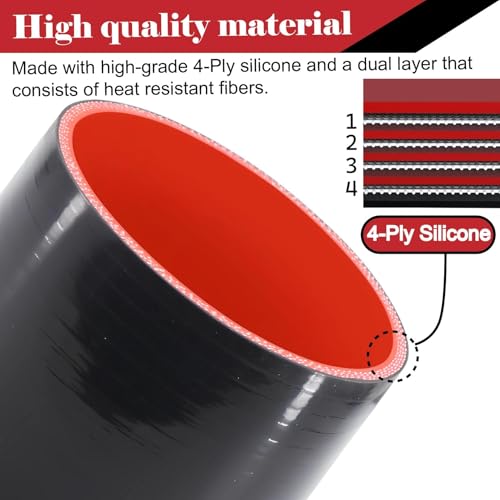 Silicone Straight Hose 4 inch(102mm) Coupler, Rubber 4-ply Reinforced 3 inch Length Pipe 4×3 Air Intake Exhaust Hose Turbo Intercooler Coolant Radiator Tubing with Stainless Steel T-Bolt Clamps - size: 4 Inch