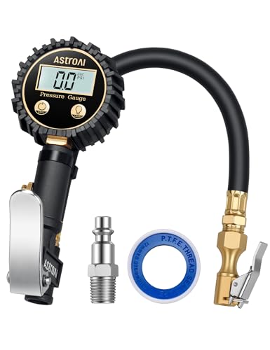 AstroAI Digital Tire Pressure Gauge with Inflator, 3-250 PSI ±1% Precision - color: white