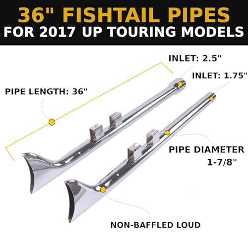 36 Inch Fishtail Slip on Mufflers, Chrome Finish - color: Chrome, size: 36"