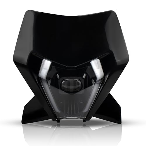 Dirt Bike LED Headlight,Motorcycle Elliptical Headlamp Supermoto Fairing For TC FE TE EXC XCW SXF SX 125 250 300 350 450 500 530 SMC R 690 2024 Black - color: Black