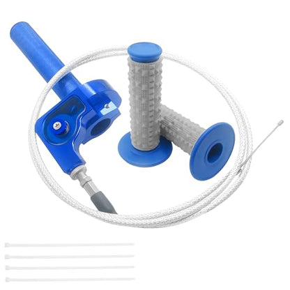 Motorcycle Throttle Assembly,7/8" Quick Twist Throttle Grips with Throttle Cable Aluminum Alloy Universal for CRF KLX SSR TTR 110 125 150 250cc Dirt Pit Bike ATV Mini Bike - color: Blue