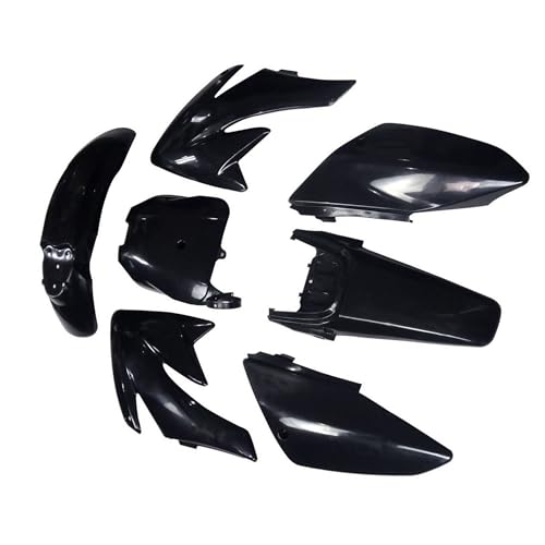 CRF70 Plastic Kit CRF 70 Plastic Fender Kit Plastic Fairing Kit & Graphics Decals & Seat & Fuel Tank Motorcycle Fairing Body Work Kit for CRF70F SSR Thumpstar 140cc Pit Dirt Bike (Black) - color: Black