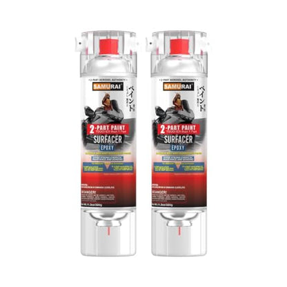 SAMURAI 2-Part Epoxy Superbike Primer Spray Paint (Metal Primer Silver Grey, Pack of 2 Cans) - color: Metal Primer Silver Grey, size: 11.3 Ounce (Pack of 2)