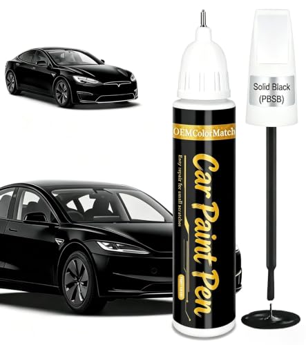 Touch up Paint for Cars (Solid Black PBSB) Compatible with Tesla Model Y/3/X/S, 0.4 fl oz 2-in-1 Car Paint Scratch Repair Pen Color Accurate, Fast-Drying Long-Lasting Automotive Scratch Remover - color: Solid Black