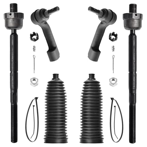 6pcs Front Inner And Outer Tie Rod Ends Complete Kit with Boots for 2007-2017 Ford Expedition F-150 and 2007-2014 Lincoln Navigator
