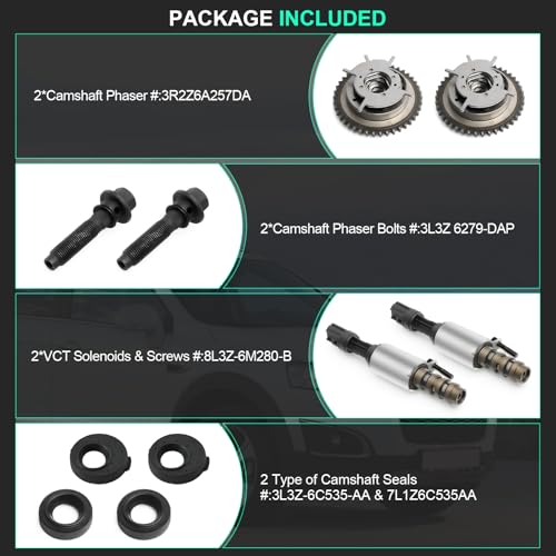 Variable Camshaft Timing Cam Phaser Kit for 2004-2010 for Ford F-150,2005-2010 for Ford F-250/F-350 Super Duty,2005-2014 for Ford Expedition,2006-2008 for Lincoln Mark LT 917-250 8L3Z-6M280-B