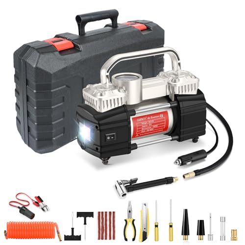 GSPSCN Heavy Duty Tire Inflator 12V Portable Toolbox Air Compressor Pump
