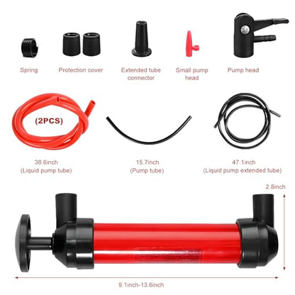 Car Siphon Fluid Transfer Pump, Multi-Purpose Inflation Pumps Liquids Transfer Tool Kit, Portable Fluid Extractor Hand Pump Kit for Gasoline Water Oil, Car Accessories