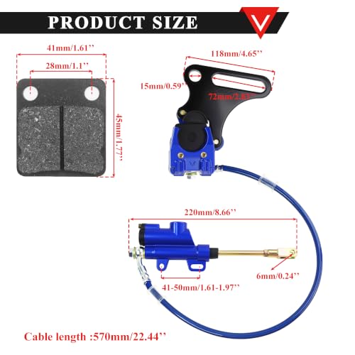 PRO BAT 15mm/0.59" Hydraulic Rear Dirt Pit Bike Brake Assembly w/Brake Pad - color: Blue Brake Assembly, size: 15mm Brake Caliper Assembly