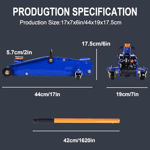 AAIN 2-Ton Low-Profile Heavy-Duty Floor Jack, 4,400 lb - color: Blue, style: 2 ton