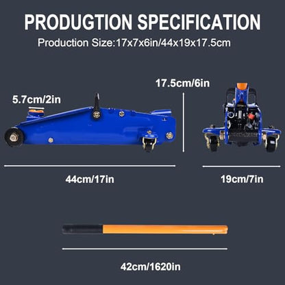 AAIN 2-Ton Low-Profile Heavy-Duty Floor Jack, 4,400 lb - color: Blue, style: 2 ton