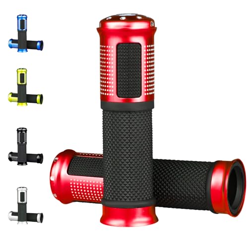 Universal Motorcycle Handlebar Grips Fits for Motorcycles with 7/8" Left Grip and 1" Right. - color: Red
