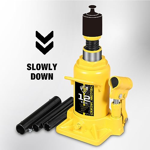 YELLOW JACKET 12 Ton Low Profile Bottle Jack, Welded Hydraulic Stubby Jack(24,000 LBs) - size: 12 Ton