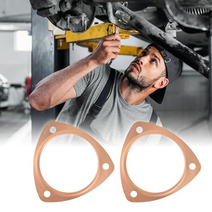 carleef 2PCS 3.5"" Exhaust Gasket,Copper Exhaust Flange for Header Gasket & Collector Gasket,Car Accessories Exhaust Pipe Gasket Compatible with BBC/SBC,Automotive Exhaust Systems & Parts (3.5"") - color: 3.5"