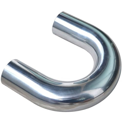 2.5" (63mm) OD 180 Degree Aluminum Elbow Pipe Intercooler Pipe Air Intake Tube, 1.5D Radius, Aluminum Alloy Tube High polished (180 degree, OD 2.5") - color: Silver 180 degree, size: OD 2.5" (63mm)