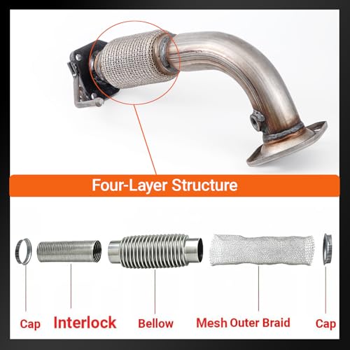 100% Stainless Steel Front Exhaust Flex Pipe 52349 - size: for 2003-2007 Honda Accord 2.4L