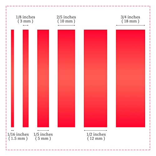 6 Rolls Fine Line Tape 1/16, 1/8, 1/5, 2/5, 1/2, 3/4 Inch x 55 Yard Fineline Masking Tape Painter Adhesive Automotive for DIY Car Auto Paint (Red, Mixed Sizes) - color: Red, size: Mixed Sizes