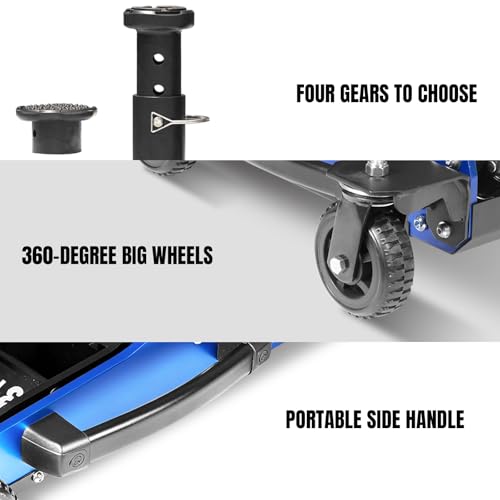Jack Boss 3 Ton Off Road Jack with Big Wheels, Dual Pumps Hydraulic Lift, Heavy Duty Off Road for Trucks and SUV, Off-Road Vehicle Jack - color: Blue and Black, size: 3 Ton Off Road
