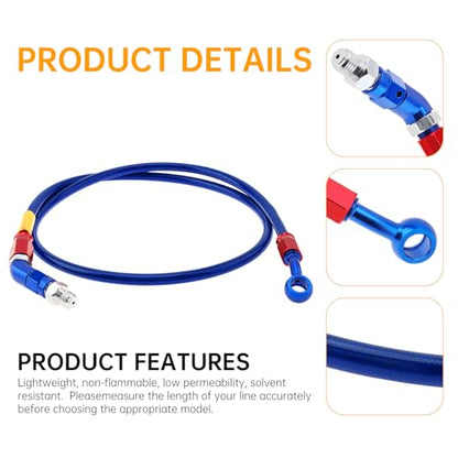 Windance 39inch/100cm 28 Degree Banjo 45 Degree Joint M10 Hydraulic Brake Oil Hose Stainless Steel Braided Brake Line for Motorcycle Scooter ATV Dirt Pit Bike (Blue, 39inch/100cm) - color: Blue