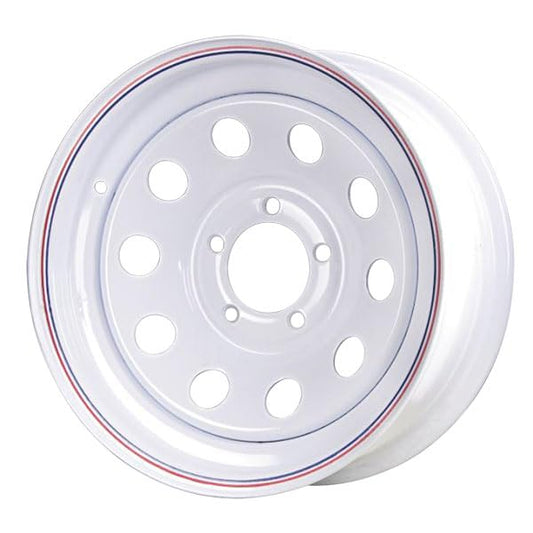 Premium Service 15x6 5 on 4.5 Modular Steel Trailer Wheel (White/w Pinstripes) - color: White /w Pinstripes