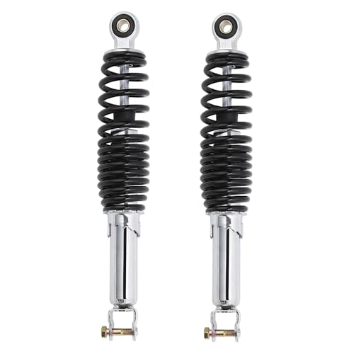 Minho Motorcycle Dual Rear Shock Absorbers with Adjustable Spring Preload in Heavy Iron Material Compatible with Chinese GY6 Scooter Mopeds Taotao Tank Jonway Roketa,325MM Length,10MM Mounting Hole - size: 325mm