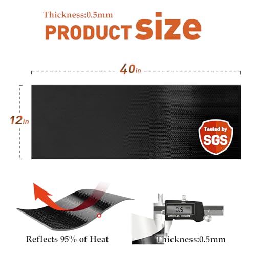 Adhesive Heat Shield Wrap for Automotive, 40 x 12 in, Black - color: Black, size: 40" x 12"