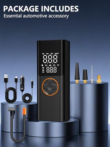 Tire Inflator Portable Air Compressor,12V DC, Rechargeable Battery