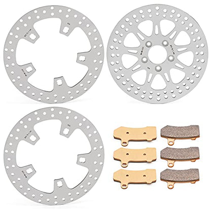 TOFR 11.8" Front Rear Brake Rotors with Pads for Harley Touring 2014-2023 - color: Polished