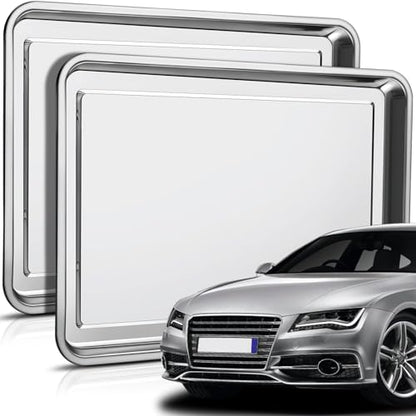 2 Pcs Stainless Steel Oil Drip Pan for Under Car 23.62 x 15.75 Inch - size: 23.62 x 15.75 Inch