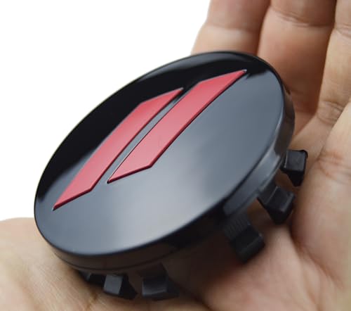 (Set of 4) 63mm=2.5 inches // Slash Wheel Center Cap Covers HubCap Emblem Badge Trim for Dodge Charger Challenger Durango Hornet Dart SRT Magnum Nitro Journey Caliber Avenger - color: red // on gloss black cap