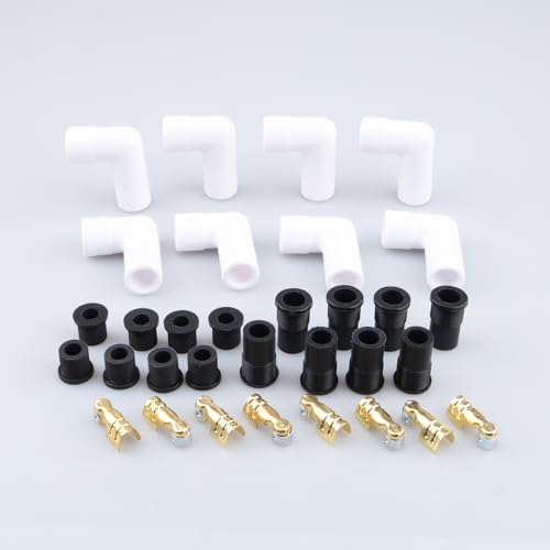 AC PERFORMANCE 90 Degree Ceramic Spark Plug Boot Kit White 8PCS - color: White, size: 90 Degree - 8PCS
