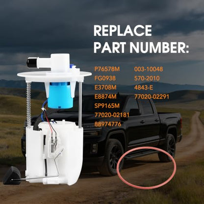 Electric Fuel Pump Module Assembly Compatible with Toyota Corolla Matrix 2005-2008 & Pontiac Vibe 2005-2010 1.8L 2.4L L4, Replaces# E8874M, FG0938, E3708, with Sending Unit