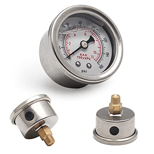 Aluminum Adjustable Universal EFI Fuel Pressure Regulator Kit 30-70psi with Gauge 6AN Fuel Line Hose Fitting Connectors Kit Blue&Red HTRACING - color: Blue&Red
