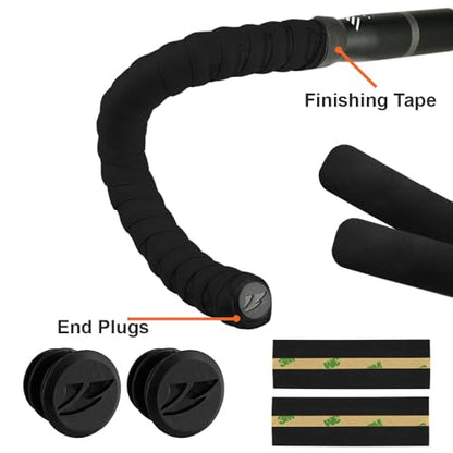 BV EVA Road Bike Handlebar Tapes, Bicycle Bar Tape, Cycling Handle Wraps – 2 Rolls - color: Black
