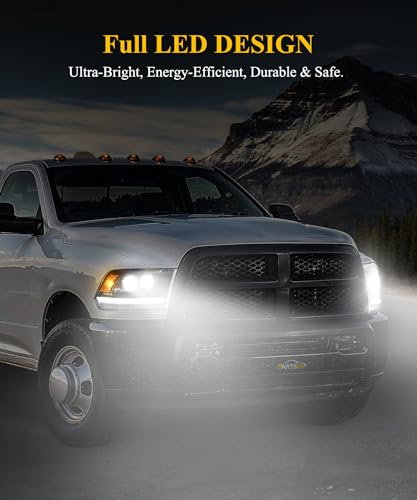 Partsam Full LED Headlights Assembly Compatible with 2009-2018 Ram 1500 2500 3500, DOT Approved Dual Projector Lens Headlamp Pair with Start Animation DRL Sequential Turn Signal Hi/Low Beam 6500K IP67 - color: Black
