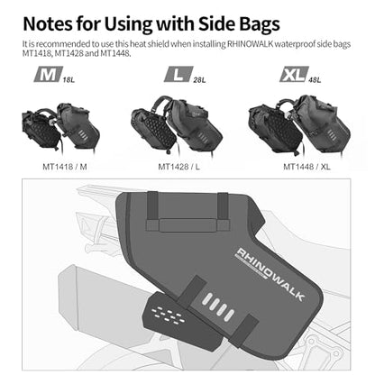 Rhinowalk Motorcycle Exhaust Heat Shield Universal Motorbike Exhaust Pipe Heat Cover Saddlebag Heat Insulation-Large - size: L