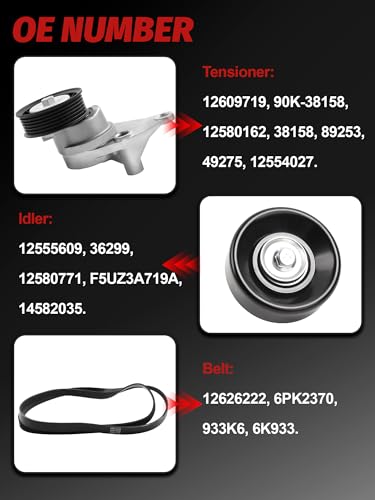 Belt Drive Tensioner Pulley Component Kit Fits for Silverado Tahoe Sierra