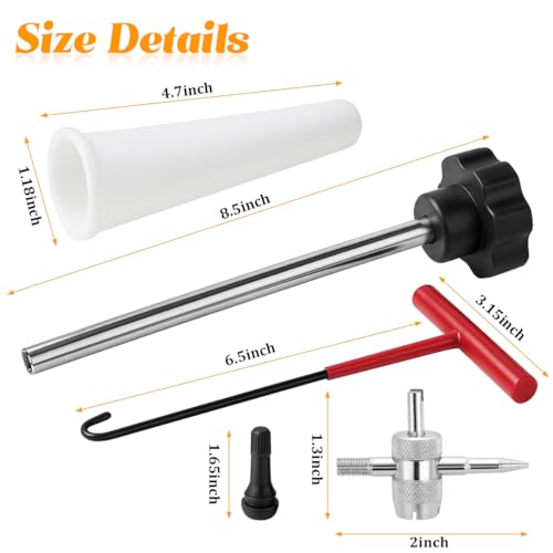13PCS Tire Valve Stem Tool Kit Replacement Installation Set Black - color: Black, size: 13PCS